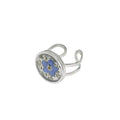 Gold and Silver Tone Pressed Flower Resin Adjustable Rings view 5