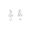 Pearl Look Branching Silver Tone Ear Jacket Stud Earrings view 5