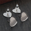 Steel Tone Heart Bezel Earring Post Findings With Loop view 3
