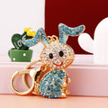 Jeweled Bent Ear Rabbit Keychains in Three Colors and Random Option view 7