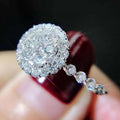 Silver Round Halo Clear Pave Cluster Ring Metal Alloy view 3