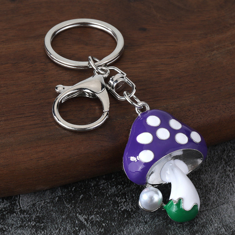 Colorful Mushroom Enamel Keychain Small Metal Bag Charm and Gift
