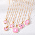 Gold Tone Pink Shape Evil Eye Pendant Necklaces in Six Styles view 1