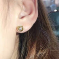 Gold Swirl Knot Clear CZ Center Stud Earrings Metal Pair view 2