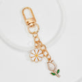 Rhinestone Tulip Flower Keychain With Bead Charm Chain view 4