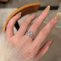 Silver Multilayer Teardrop CZ Pavé Wrap Style Ring view 1