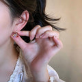 Silver Tone Hoop Earrings With Multicolor Bead Clusters view 3