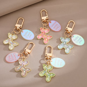 Jelly Balloon Dog Keychains Rose Gold Clasp Five Colors