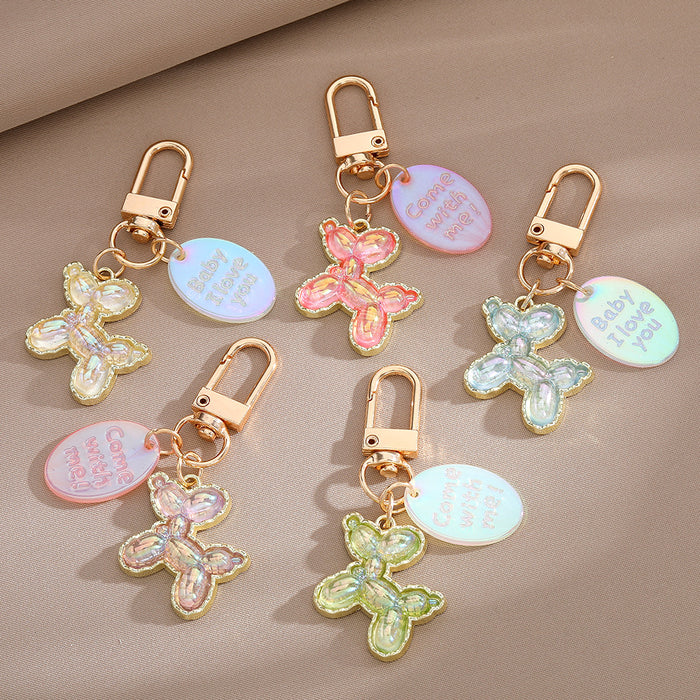 Jelly Balloon Dog Keychains Rose Gold Clasp Five Colors