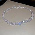 Pink Pearl Crystal Flower Necklace Bracelet Jewelry Set view 6