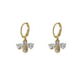 Gold Tone Huggie Hoop Earrings With Clear Stone Bee Drops view 5