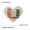 Striped Heart Crystal Brooch in Red White and Green view 4