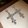 Crystal Cross Drop Stud Earrings in Silver or Champagne Gold Tone view 6