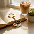 Enamel Graduation Cap Books Bouquet Keychain Gold Ring view 4