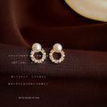 Gold Tone Pearl Like Floral Wreath Stud Earrings For Women view 4