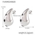 Gold Steel Oil Drip Teardrop Hollow Titanium Steel Earrings view 9