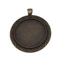 Antique Bronze Ornate Round Cabochon Setting Jewelry Making Component view 4