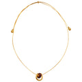 Red Teardrop Gold Tone Necklace With Polished Metal Tone Details view 5