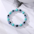Silver Tone Turquoise Color Bead Evil Eye Stretch Bracelets view 12
