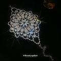 Silver Tone Crystal Floral Lace Cuff Bracelet With Decorative Metal Accents view 2