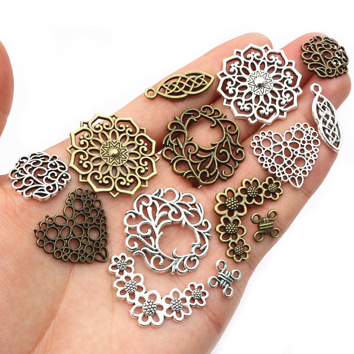 Assorted Floral Filigree Jewelry Connectors in Mixed Metal Tones