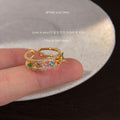 Gold Tone Multicolor Baguette Fringe Adjustable Open Ring view 6