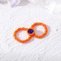 Double-Loop Beaded Stretch Rings with Center Crystals in Five Colors view 7