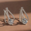 Silver Tone Double Loop Crystal Drop Earrings Fashion Jewelry view 5