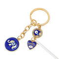 Blue Evil Eye Keychain with Enamel Charms and Rhinestone Accents view 4
