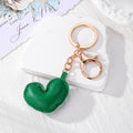 Puffy Leather Heart Keychains Lobster Clasp 10 Colors view 11