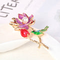 Purple Gold Tone Lotus Pearl Look Metal Brooch Pin view 4