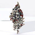 Antique Gold Peacock Feather Brooch With Mixed Color Crystals view 2