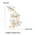 Pearl Crystal Flower Bouquet Branch Brooch Gold Silver view 4