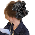 White Bandana Paisley Print Fabric Bow Large Hair Claw Clip view 5