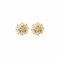 Cream Flower Cluster Stud Earrings With Rhinestones view 5