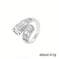 Open Adjustable Bypass Halo Ring Clear Baguette Stones view 4