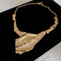 Irregular Crumpled Plate Necklace Or Long Earrings In Gold Or Silver Tone view 6