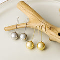 Silver Polished Sphere Ball Long Hook Drop Earrings view 2