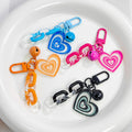 Glitter Heart Charm Keychain With Bell And Acrylic Chain view 1