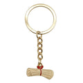 Gold Graduate Diploma Scroll Red Ribbon Keychain Charm view 5