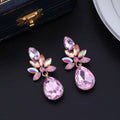 Pink Red Horse Geometric Crystal Metal Dangle Earrings view 3