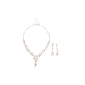 Pearl Rhinestone Flower Necklace Earring Set Silver view 5