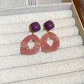 Marbled Resin Geometric Drop Earrings in Three Colors view 6