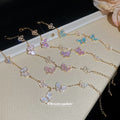 Gold Crystal Butterfly Charm Bracelets Four Pastel Colors view 2