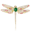 Gold Tone Dragonfly Brooch With Pink or Pale Yellow Wings view 5