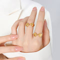 Open Dual Teardrop Cuff Ring Gold and Steel Metal Finish view 4