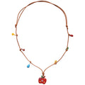Red Apple and Colorful Drop Cord Statement Necklace view 5