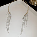 Crystal Wing Fringe Collar Necklace in Gold and Silver Tone view 2