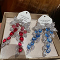 Red Crystal Leaf Cascade Drop Earrings Jewelry Accessory view 4