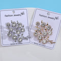 Rhinestone Flower Bouquet Brooch Clear Crystal Pin view 3